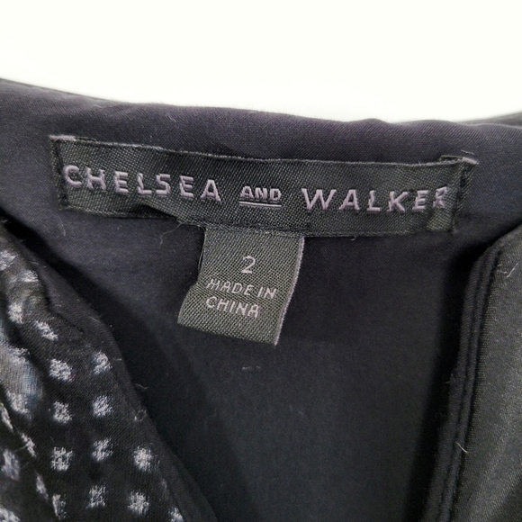 NEW Chelsea & Walker Cara Black & White Silk Jacquard Midi Dress Size 2 - Picture 14 of 16